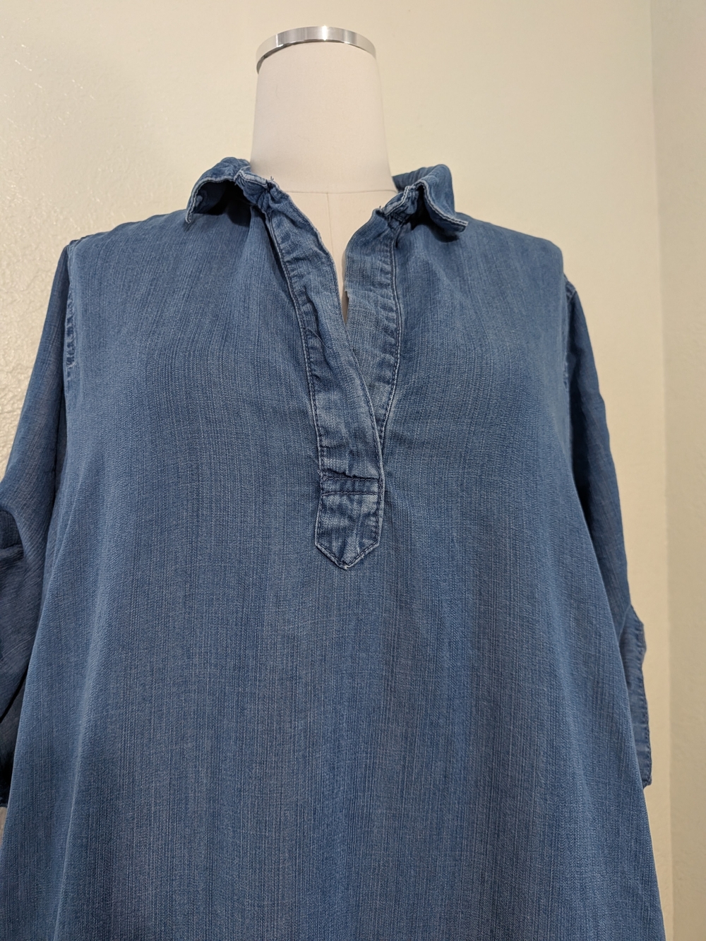 Chelsea & Theodore Blue Denim Tencel Lyocell Dress Side Pockects Size X-Large - Picture 3 of 8